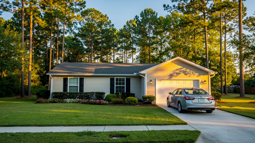 Irmo home with the car parked and garage closed after overflow is in storage