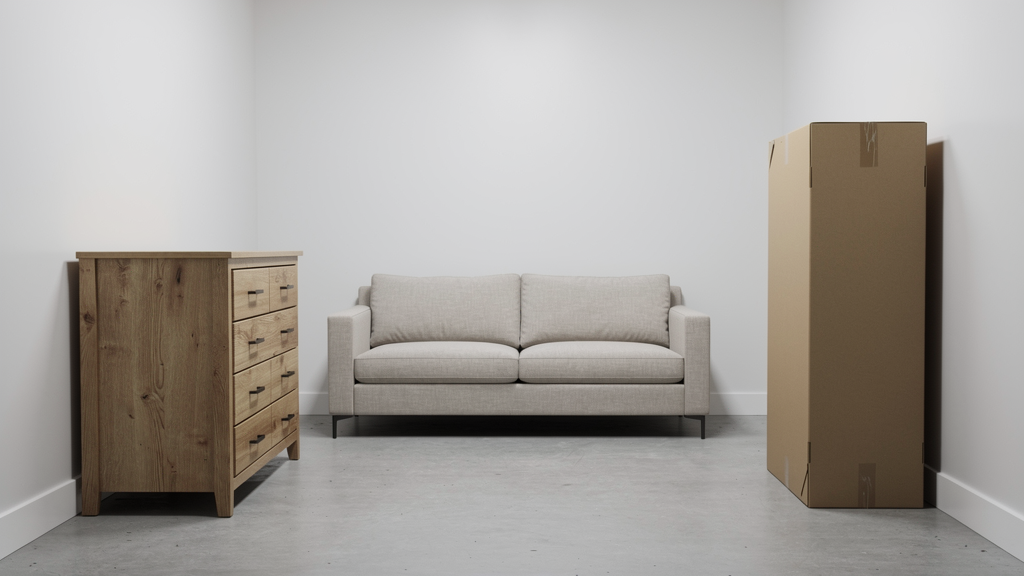 Climate-controlled storage unit protecting furniture and electronics