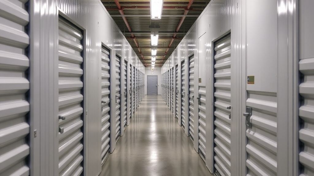Interior hallway of climate-controlled storage units