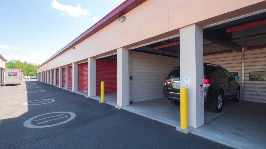Drive-up storage units with easy vehicle access
