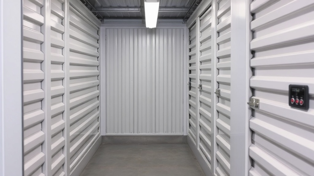 Climate-controlled storage unit interior with temperature and humidity controls