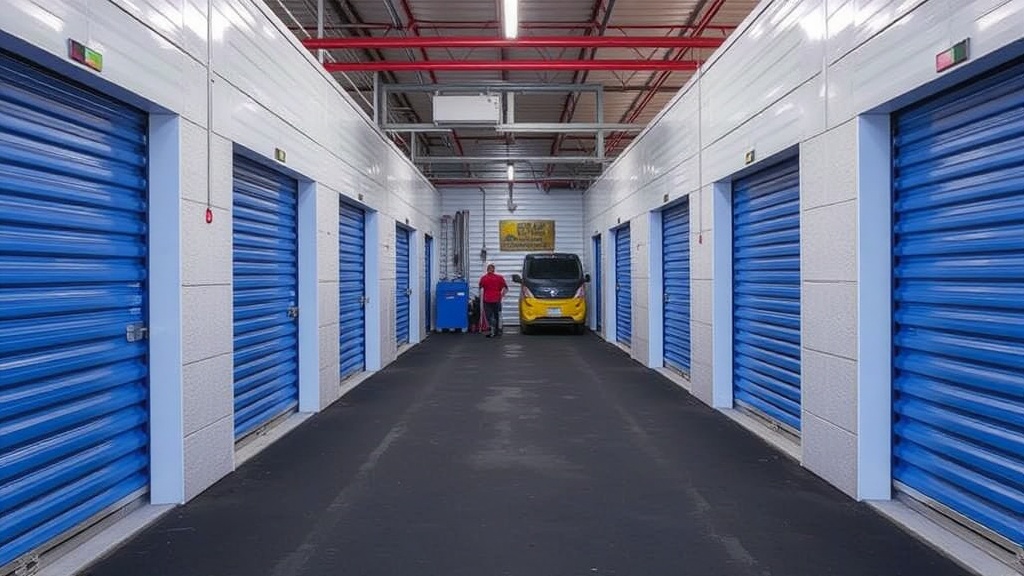 Professional storage units with drive-up access for business customers and equipment storage