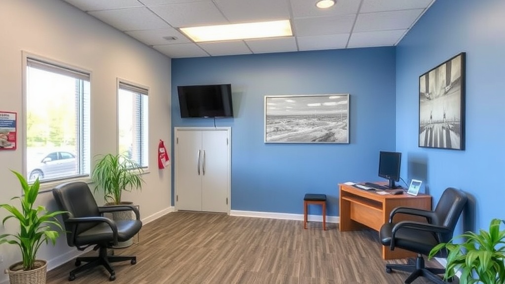 Professional storage facility office and customer service area in Delaware County, Indiana